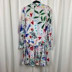 Loft  White Colorful Graffiti Tropical Rhythm Godet Shirt Dress Sz.12 Photo 9