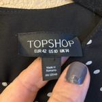 Topshop Size 10 Black White Polka Dot Knee Length Dress Sheer Ruffles Photo 4