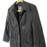 VTG Y2K CS Signature Black Faux Leather Long Club Goth Pleather Matrix Jacket S Photo 7