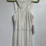 AQUA  Ivy White Sequined Cross Neck Halter Maxi Gown Sz 8 NWT Photo 3