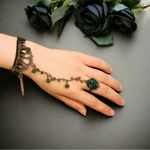 Flower Shape Elegant Bracelet Ring Inlaid Crystal Beads Vintage‎ Style Bracelet Black Photo 7