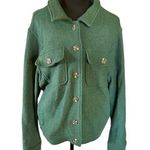 Joie  Women’s Green Wool Blend Shacket Jacket Size 1X Button Front Pockets Photo 0