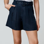 BLANK NYC Blank NYC Set Sail Belted Shorts Women’s Size 27 Navy Blue Linen High Rise Photo 0