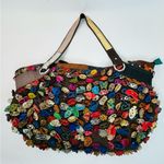 Vintage 3D Handcrafted Leather Floral & Butterfly Studded Boho Hippie Purse Photo 7