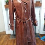 Vintage skin Gear Brown Leather Trench Coat Photo 0