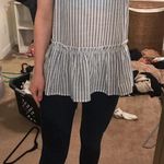 BeachLunchLounge Light Blue & White Striped Peplum Sleeveless Top Photo 0