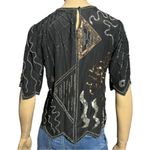 Argenti Vintage Women’s M Black Silk Multi Color Beaded Sequin Party Evening Top Size M Photo 4