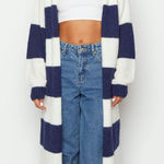 Beginning Boutique NWT  Thaddeus Blue And White Striped Knit Cardigan Photo 0