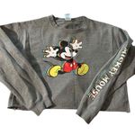Disney  Mickey Mouse women's size large cropped raw hem sweatshirt Photo 0
