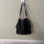 Boston Proper   Black Leather Shoulder Bag Gold Chain Detail Tassel Hobo Purse Photo 1