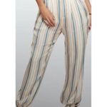 Chaser NWT Silky Basics Tapered Leg Pants Size S Multi Color Striped Tied Ankle Photo 2