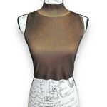 ZARA New Ribbed Mock Neck Crop Top Tank Black Yellow Gold Shimmer Size Small Photo 0