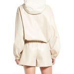 AMYLYNN Womens Darcie Hoodie‎ Vegan Leather Pocket Off White Sz Small Purple Photo 4