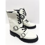 Dolce Vita Combat Boots Size 8 White Leather Round Toe Lace Up Buckle Detail NEW Photo 2