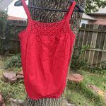 Burgundy Eyelet Silk Tank Top Women's Size S Berry New York&company Cute Cutout Photo 1