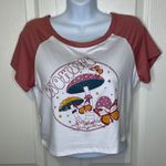 Ruby & Lace & Lace Cropped Short Sleeve Shirt Growing Mushroom Butterfly White Mauve XL Photo 1