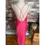 ZARA Fuchsia Pink Satin Cami Strappy Midi Dress Size S Photo 4