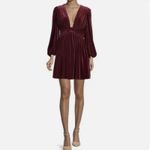 Gianni Bini NWT  Mariah 3/4 Sleeve Plunging V-Neck Burgundy Velvet A-Line Dress Photo 2