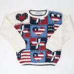 Vintage 90s Nuggets American Flag Patriotic Sweater Red Photo 1