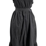 English Factory Black Halter Maxi Dress Cross Open Back Tiered Skirt Size S Photo 0