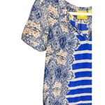 Maeve Anthropologie Archivist Blue Floral Stripe 100% Silk Shirt Blouse Size XS Photo 5