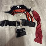 4 Pieces Pirate Hat Skull Print Pirate Captain Costume Cap With Access‎ Black Photo 0