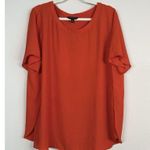Banana Republic Women’s Lightweight Orange Red Crepe Ruffle Top Size XL Crewneck Photo 3