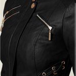 Venus NWT Black Faux-Leather Lace-Up Jacket. Photo 3