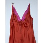 Victoria's Secret Vintage Silk Chemise Slip Dress Coral Pink Lace V Neck M Photo 1