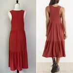 Nation Ltd 100% Pima Cotton Melissa Red Ruffle Midi Dress Photo 6