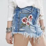 Free People  Wild Rose Denim Mini Skirt Photo 0