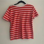 Ralph Lauren Lauren Active  Orange White Striped Crew Neck Short Sleeve Shirt Photo 3