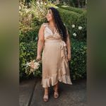 Show Me Your Mumu  Samantha Ruffle Wrap Dress In Champagne Luxe Satin Photo 3