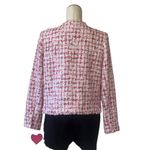 Nanette Lepore NWT Boucle Tweed Frayed Hem BlazerJacket Red and Pink X-Large Photo 3
