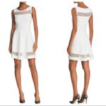 French Connection  Quiet Luxury Sheer Fit & Flare Knit Mini Dress 2 White Bridal Photo 2