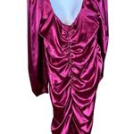 Pink Lily Womens  Metallic Pink Ruched Mini Dress Long Sleeve Polyester 2XL Photo 4