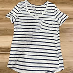 Ellison  White and Blue Stripes Pocket Tee Shirt Women’s Small Photo 0