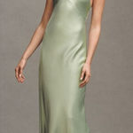 BHLDN Anthro  Selma Halter-Neck High Shine Satin Maxi Dress M Photo 0