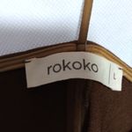 Rokoko  Brown Spaghetti Strap Faux Suede Mini Dress Festival Size L Photo 3