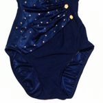 Longitude One Piece Swimsuit-Size 8 Tall-Shelf Bra-Gold Buttons-Stars-Union Made Photo 2