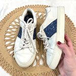 Tory Burch  Carter Glitter Sneaker Women's Size 7M Lace Up White Blue Photo 1