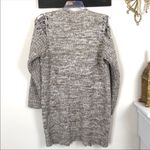 John + Jenn Lace Up Cold Shoulder Marled Oatmeal Cardigan Photo 3