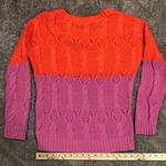 Urban Outfitters Orange and pink crocheted sweater Y2K color block crew neck cable knit Photo 5