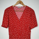 & Other Stories & Other Stories Paris Atelier Red Floral Print Button Front Mini Dress Size S Photo 3