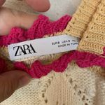 ZARA  womens size small knit crop tank hearts crochet cream pink kawaii button Photo 1