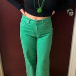 Straight Leg Jeans Green Size 26 Photo 5