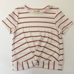 Altar'd State Twist Front Tee Sz S Short Sleeve White and Red Stripe T-Shirt Photo 5