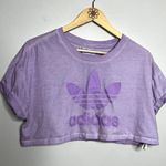 Adidas  Purple Logo Cropped Short Sleeve Tee Photo 3