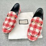 Gucci NEW Princetown Tweed Horsebit Loafers EU 36 US 6 Red and Pink Check Photo 3