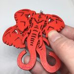 Boutique Laser-Cut Wooden Red Elephant Large Hook Earrings Wood Alabama Photo 2